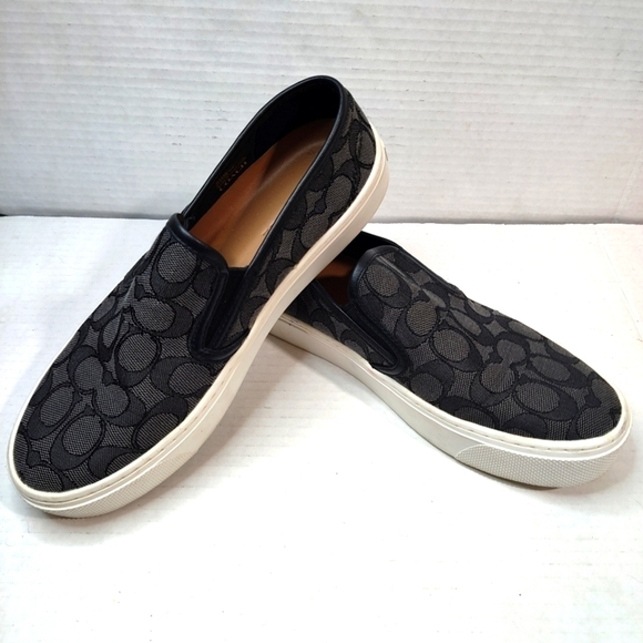Coach Shoes - COACH Slip On Skate Sneaker Black Signature Jacquard Sz 8 8B